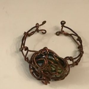 Handcrafted Copper Jewel Wrapped Cuff Bracelet